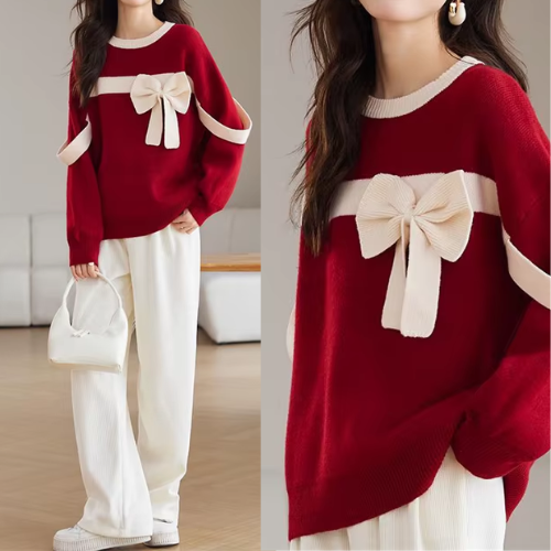 Christmas Bow Pullover Sweater