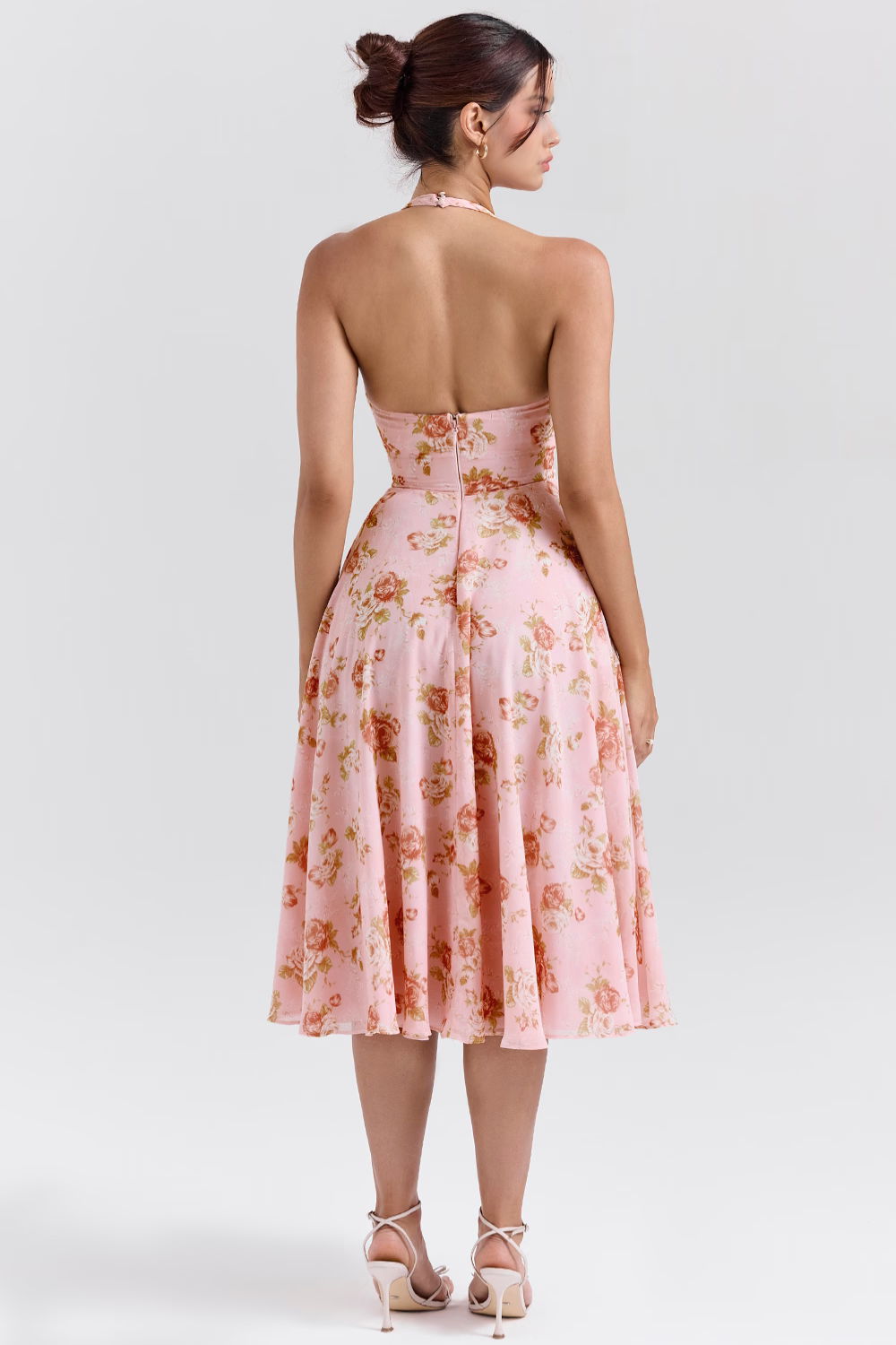 Rosé Flowers Midi Dress