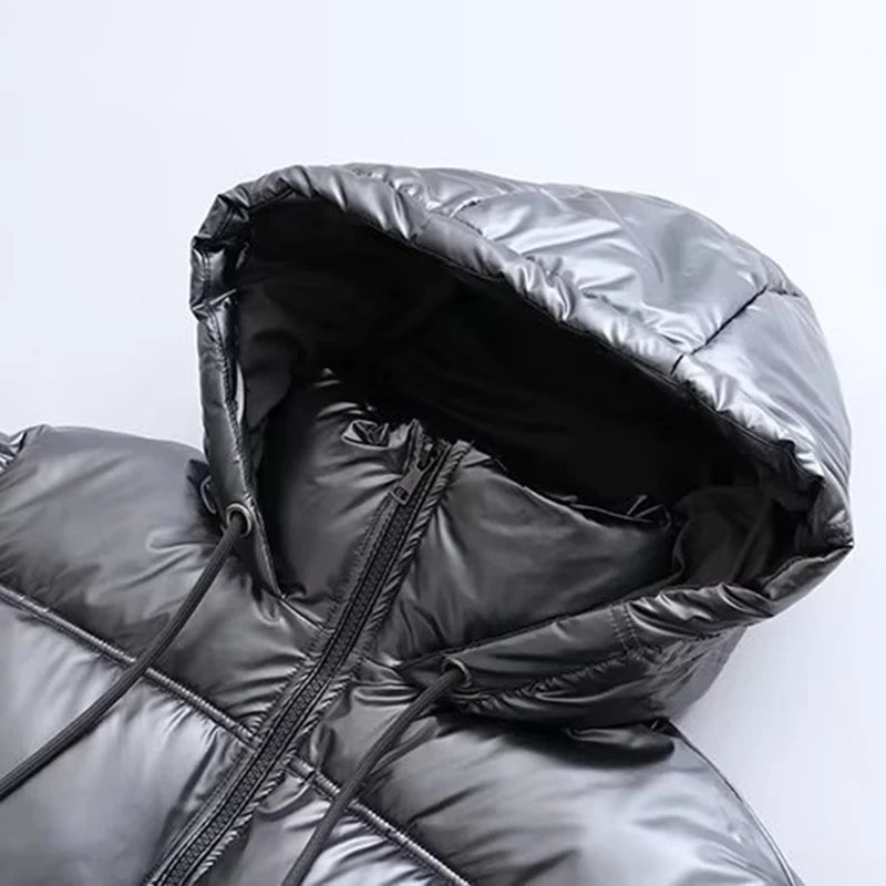 Metallic Hooded Coat