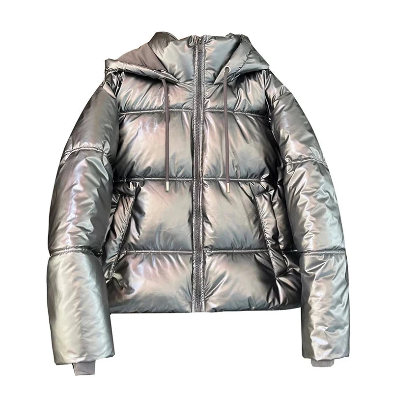 Metallic Hooded Coat