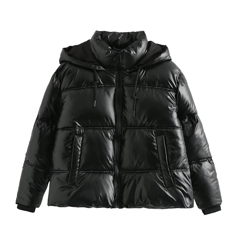 Metallic Hooded Coat