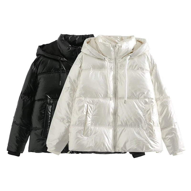 Metallic Hooded Coat