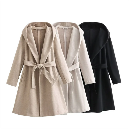 Mid-length hooded fleece coat